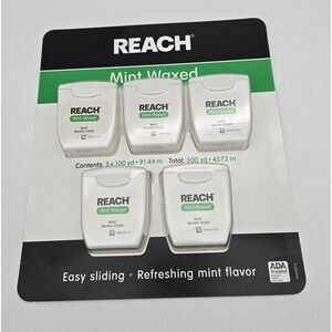 Johnson & Johnson Reach Mint Waxed Dental Floss Pack Total 500yd 5 pack